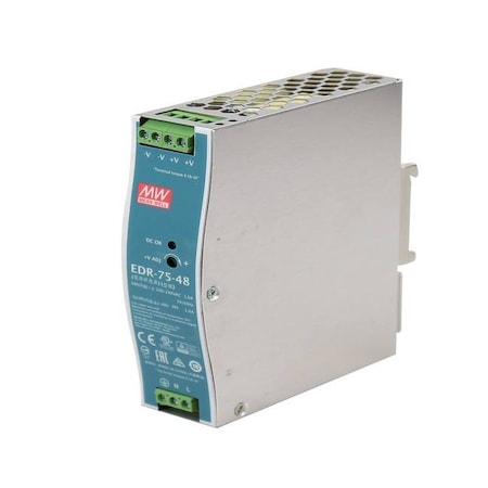 Antaira 75 Watt Industrial Single Output DIN-Rail Power Supply - 48 VDC / 1.6 Amps EDR-75-48